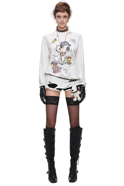 Low-Waist Layered-Look Woolen Shorts