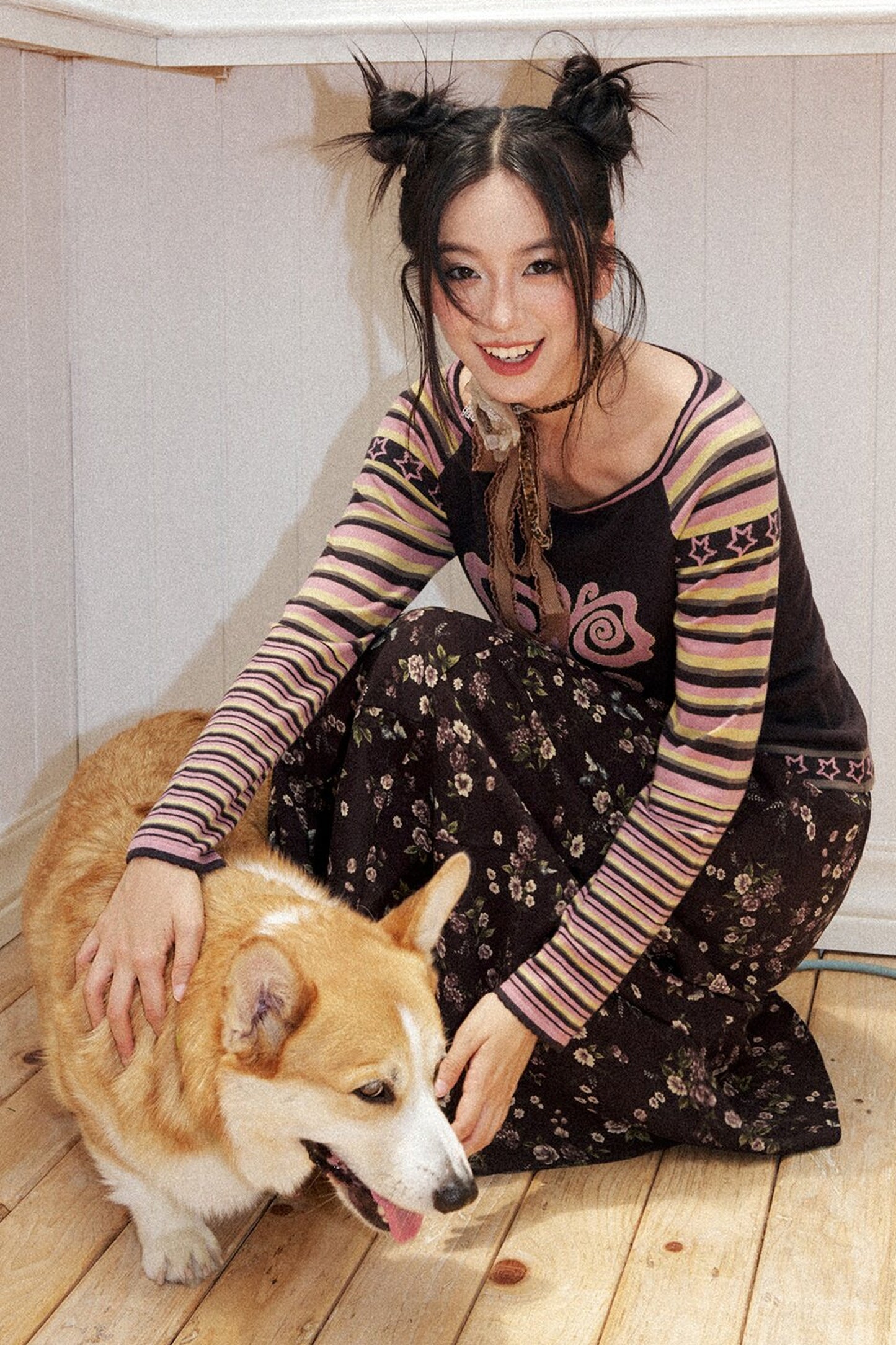 Butterfly Jacquard Striped Sweater