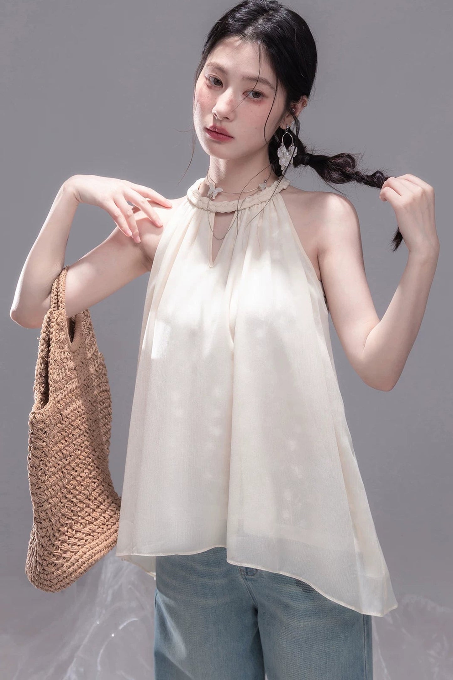 Champagne Apricot Chiffon Blouse