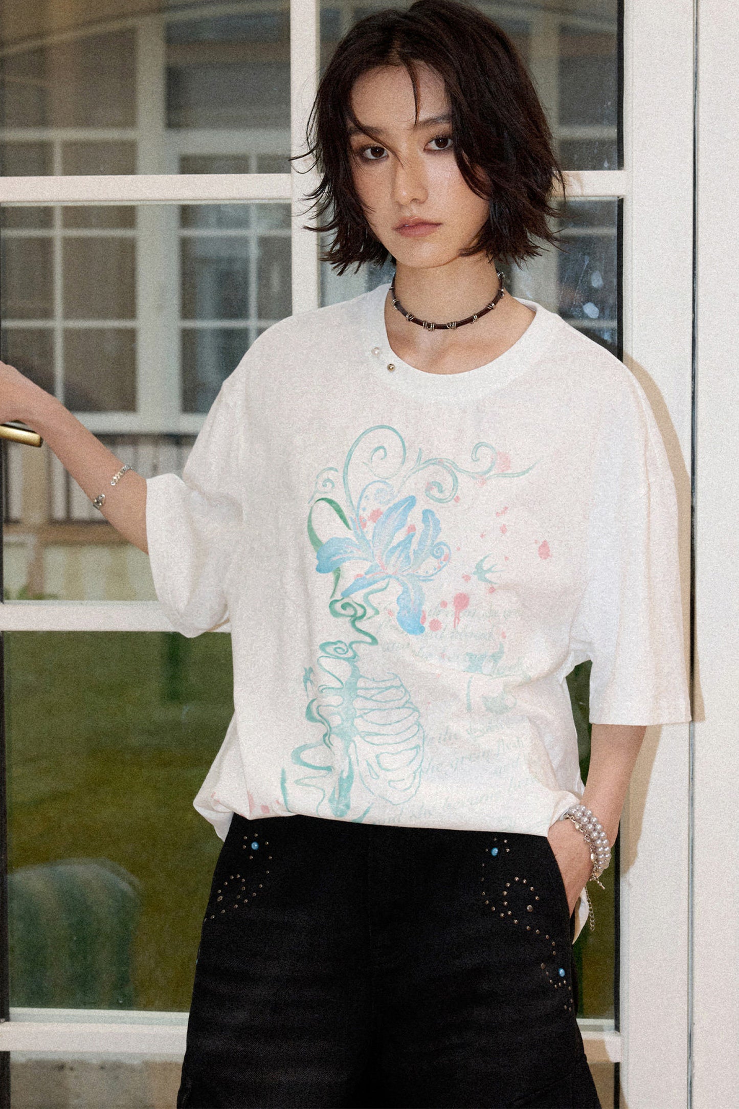 Pearl Ring Print Blouse