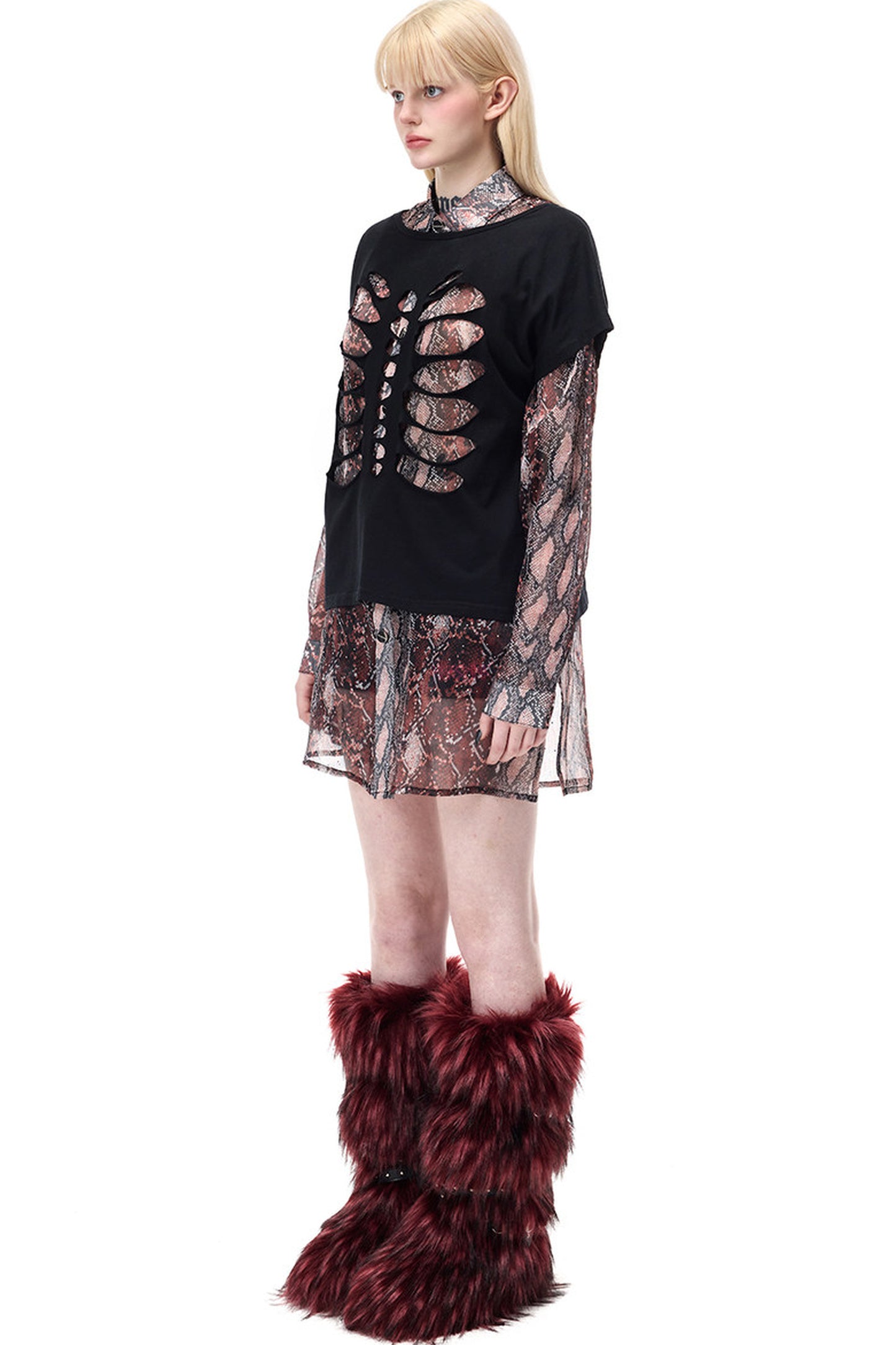 Reversible Cat Skeleton Rivet Blouse