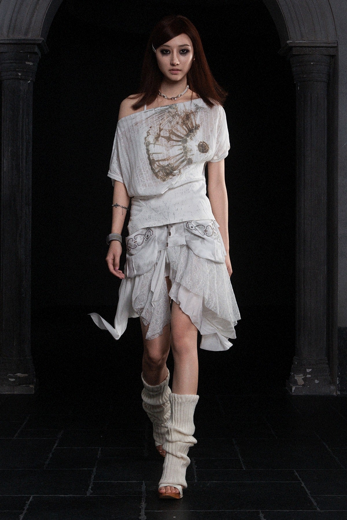 Printed Off-Shoulder Short-Sleeve T-Shirt