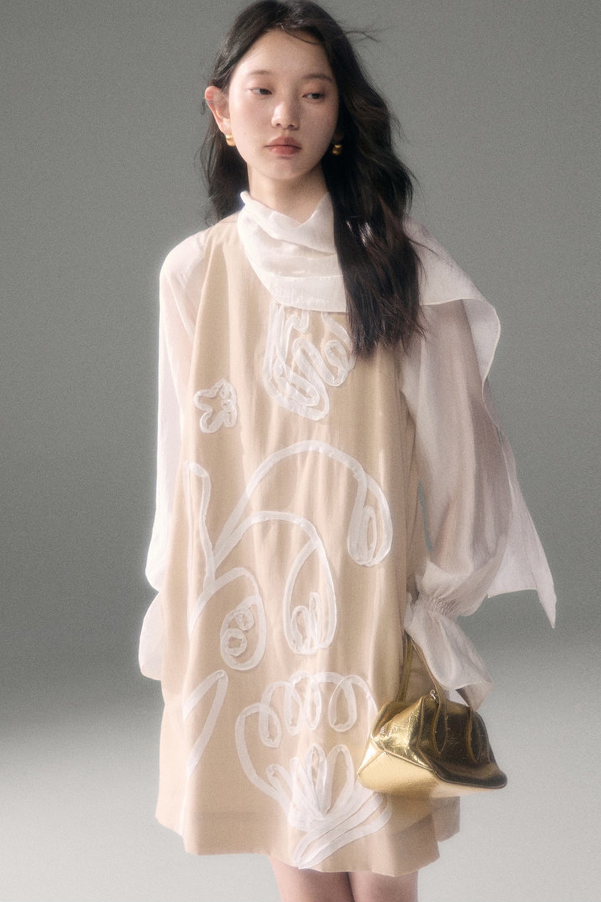 Moonlight Shawl Collar Bell Sleeve Shirt Tie-Up Skirt Set-Up