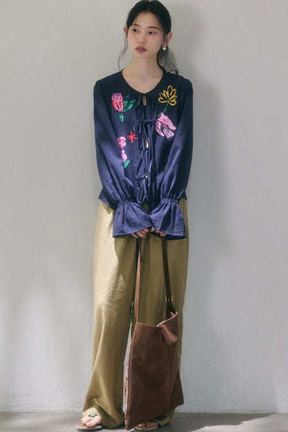 Linen Blend Air Wide-Leg Trousers