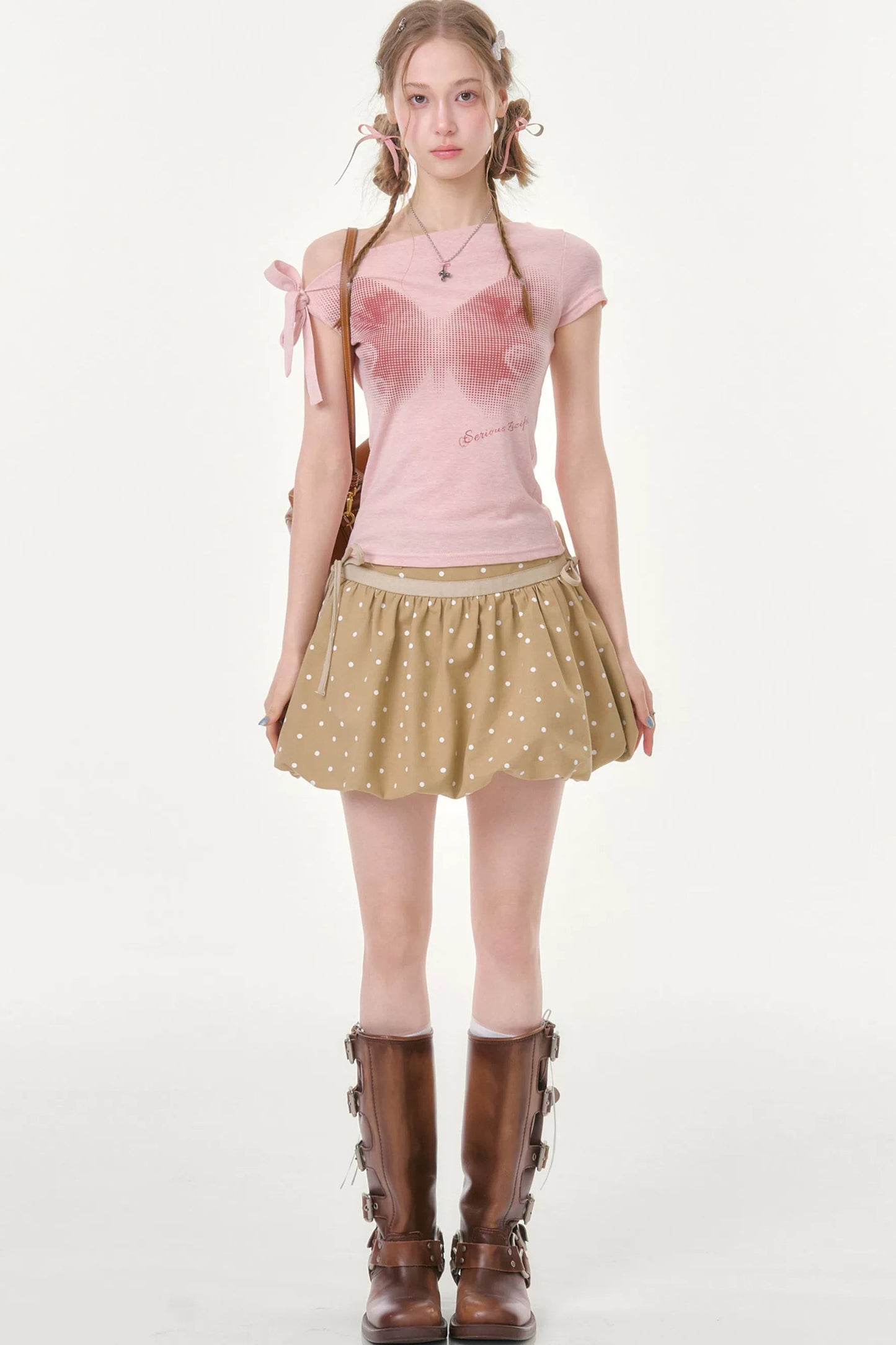 Oatmeal Latte Polka Dot Skirt