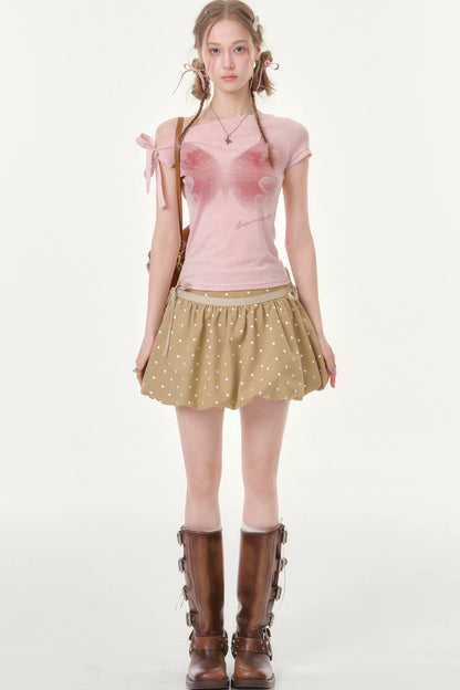 Oatmeal Latte Polka Dot Skirt