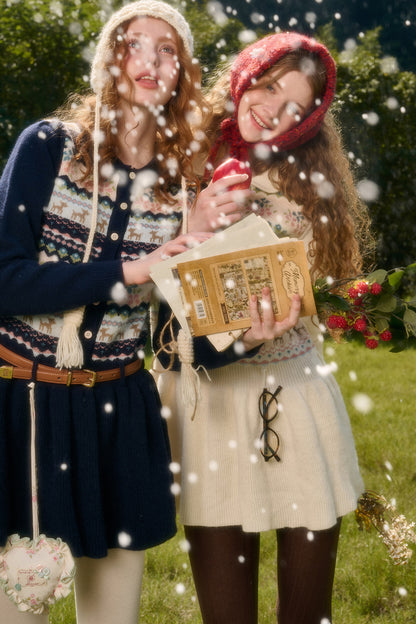 Plisseekleid mit Rentier-Fair-Isle-Muster