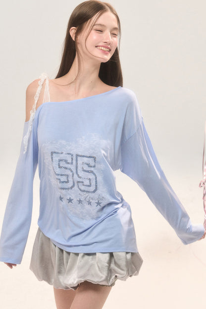 Asymmetrical Lace Shoulder Top