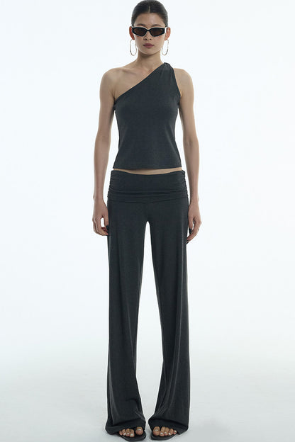 Lyocell One-Shoulder Top And Pants Set-Up