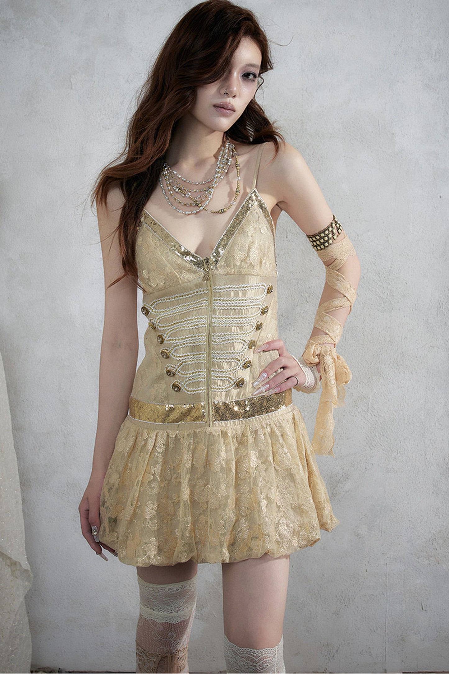 Retro Jacquard Sequin Dress