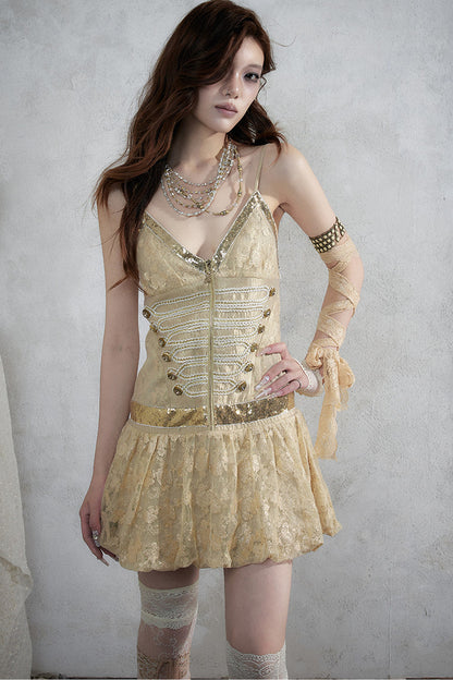 Retro Jacquard Sequin Dress