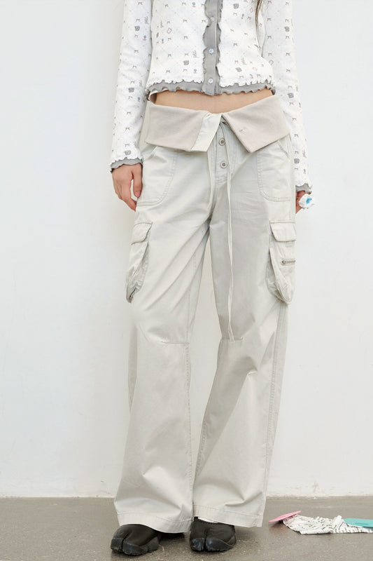 Low-Waist Straight-Leg Multi-Pocket Cargo Pants