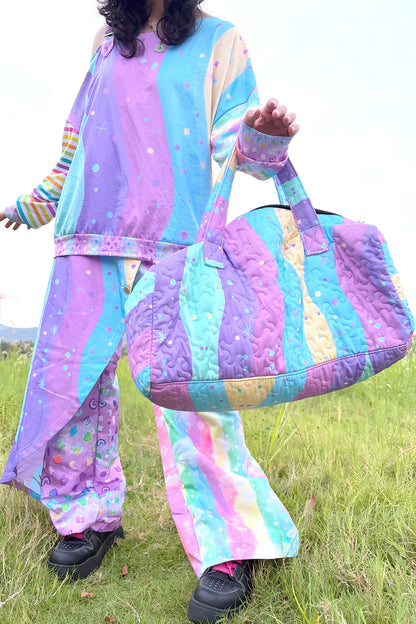 Macaron Color Layered-Look Wide-Leg Pants
