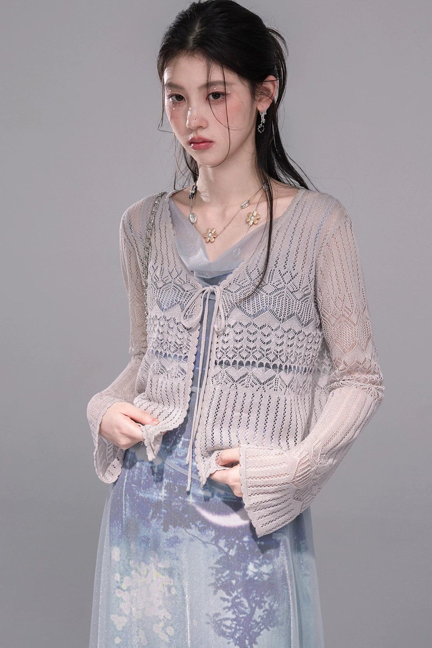 Galaxy Blue Knitted Mesh Dress