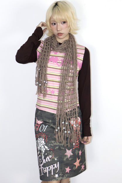Pink Coffee Striped Tee
