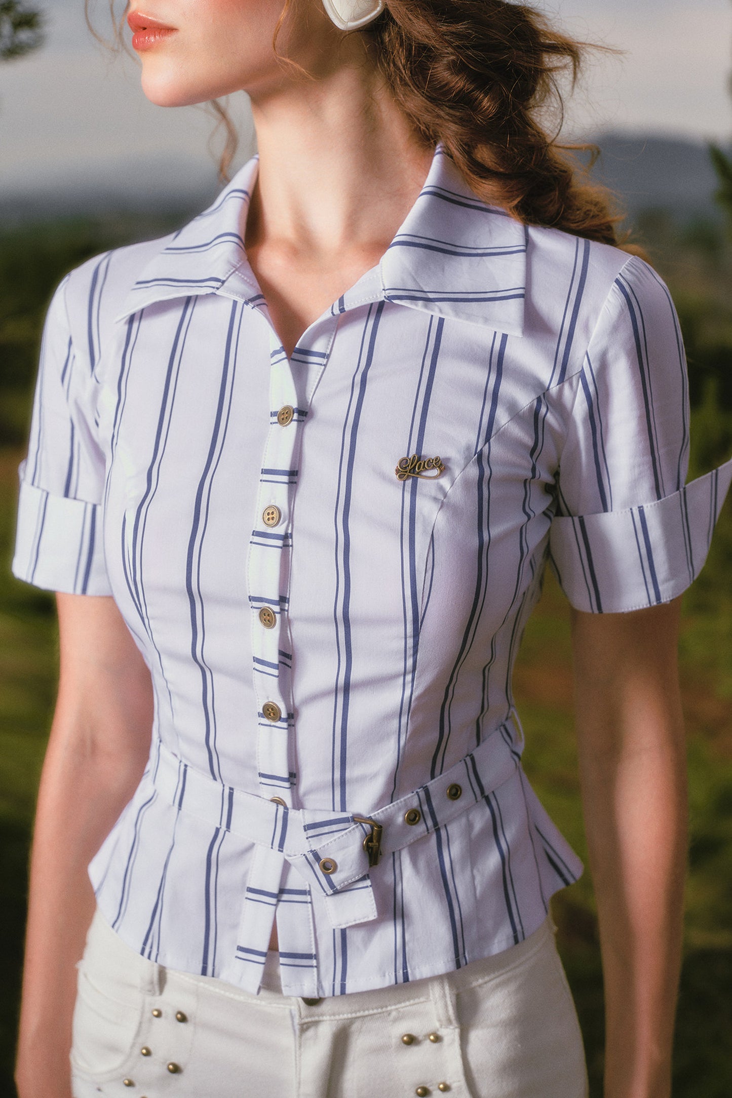 Striped Shirt and White Jeans Set-Up
