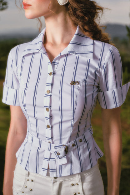 Striped Shirt and White Jeans Set-Up