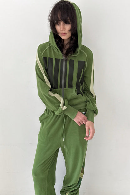 Letter Print Color-Block Hooded Jacket