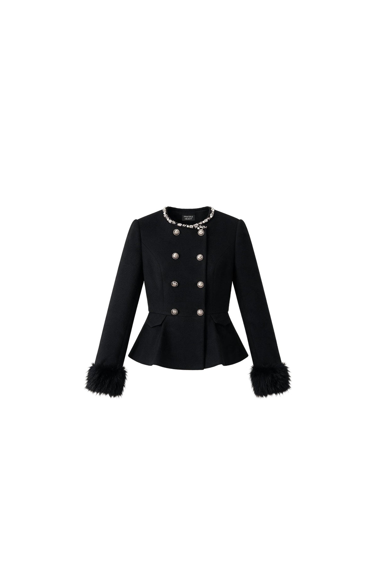 Zweireihiger Wollmantel und Hosen-Set