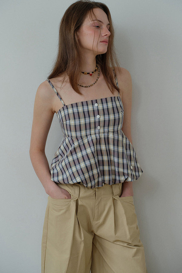 Retro Plaid Peplum Camisole