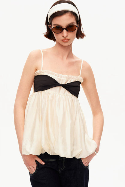 Tencel Knotted Strap Ruffle Tube Top