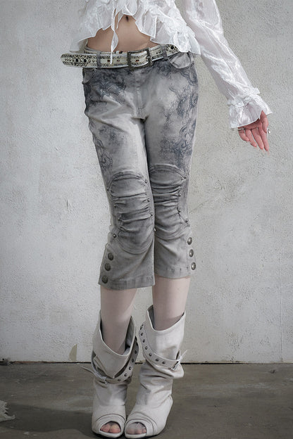 Vintage Distressed Lace Cropped Pants