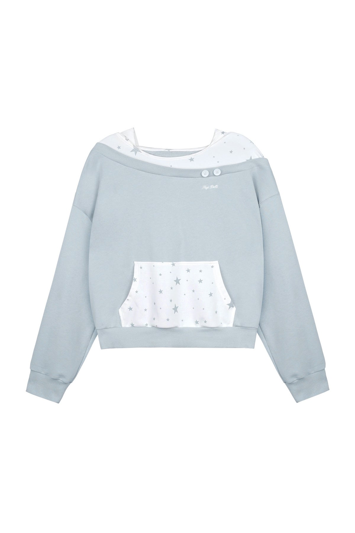 Blue White Star Layered-Look Hooded Sweatshirt