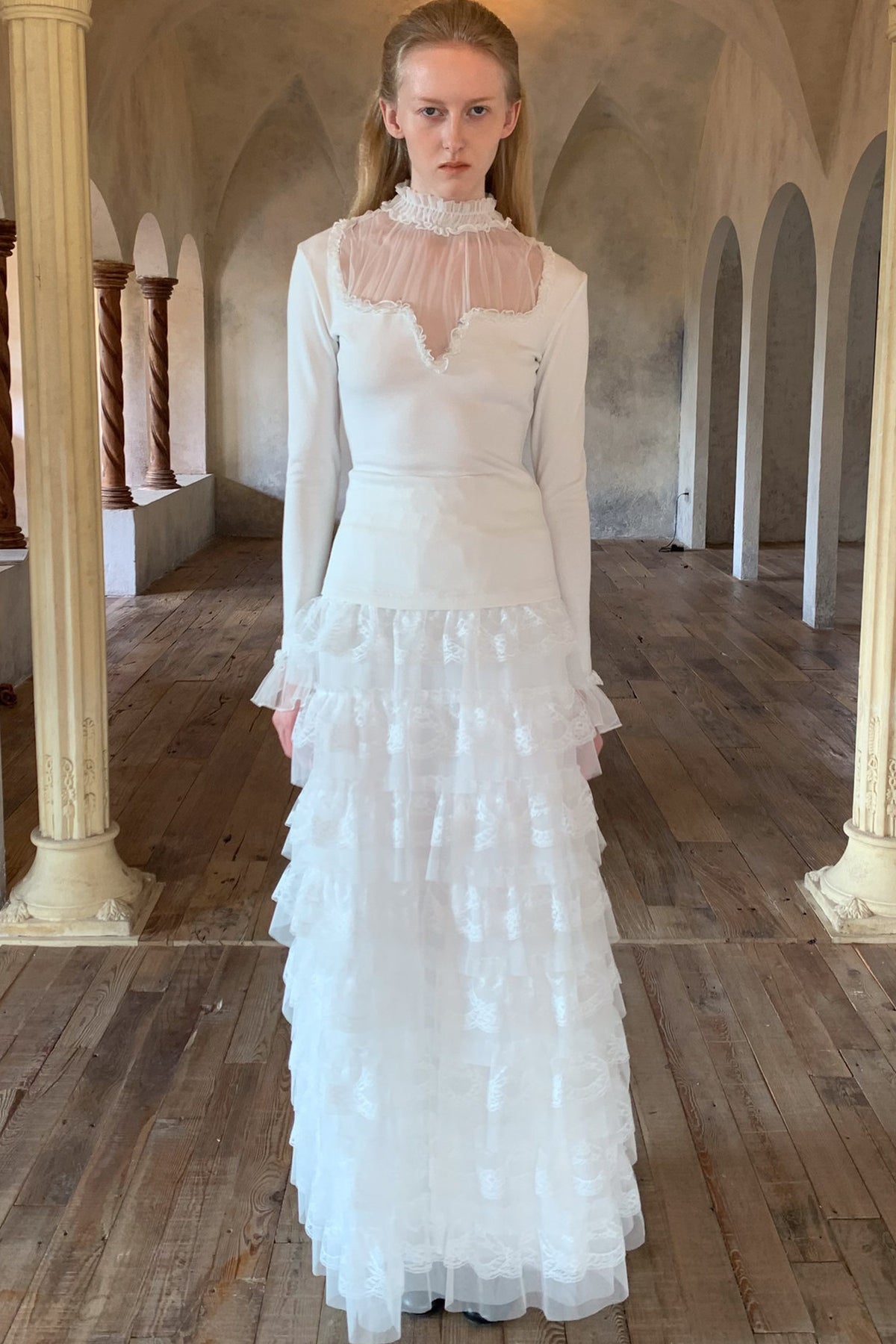Elastic Waist Lace Cake Skirt