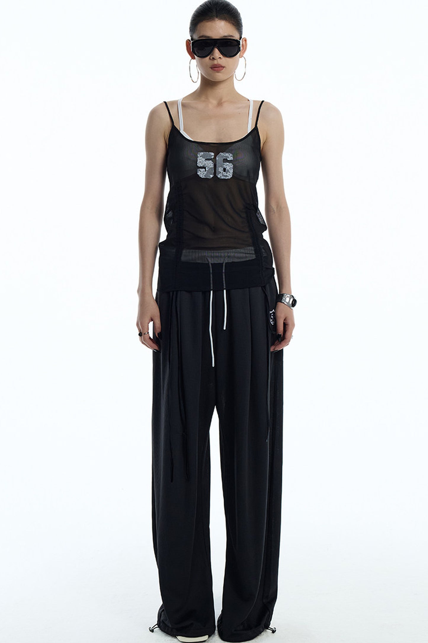Black White Color-Block Sports Pants