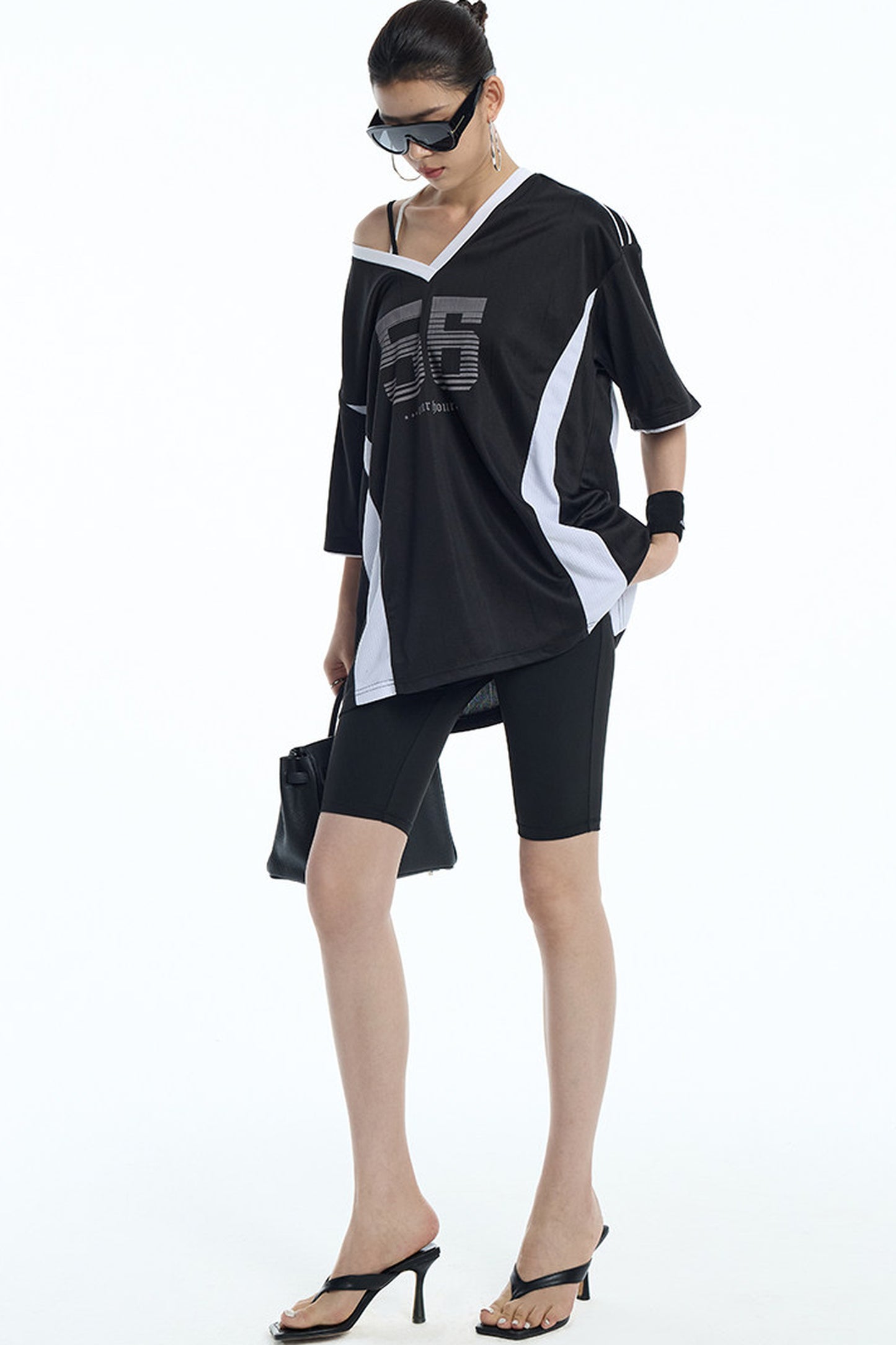 Loose V-Neck Jersey T-Shirt