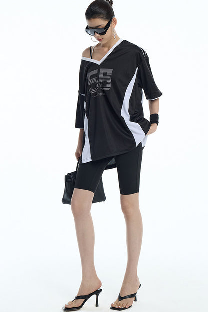 Loose V-Neck Jersey T-Shirt
