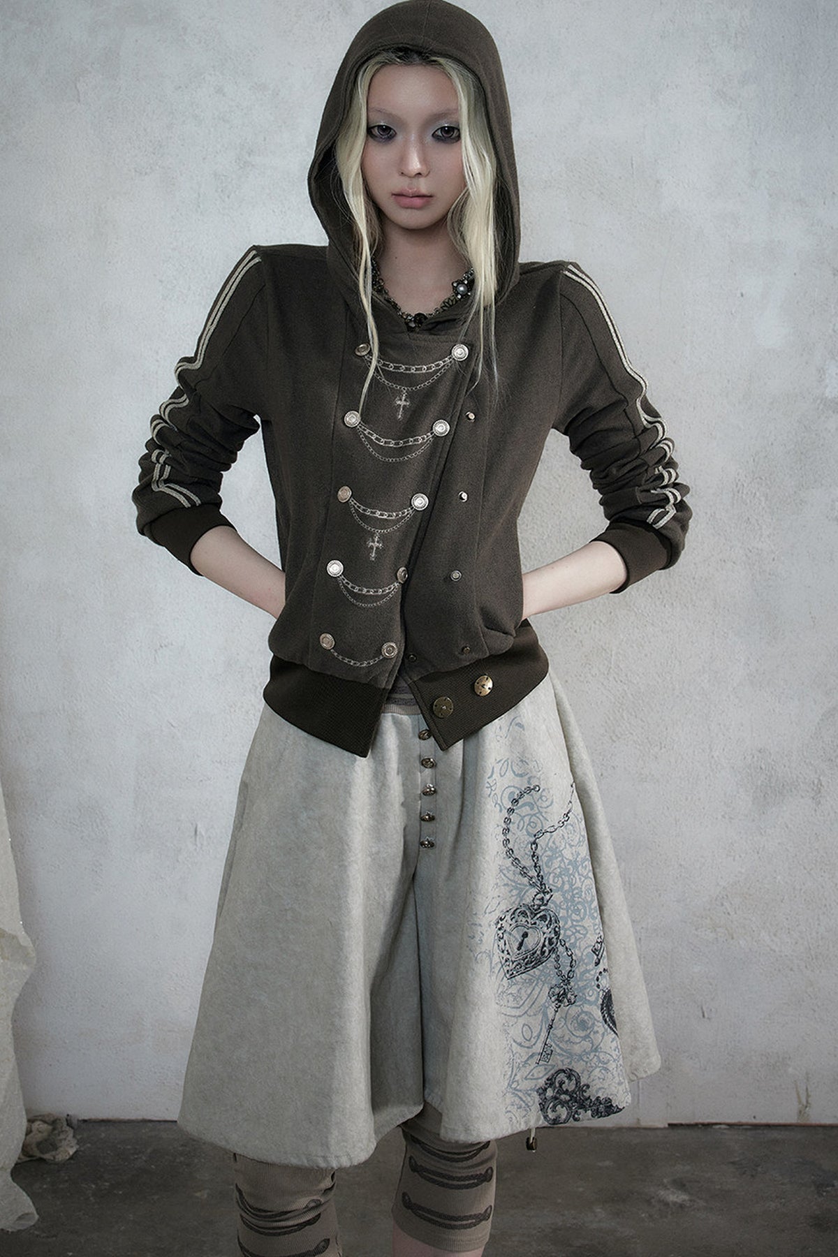 Punk Print Layered-Look Skirt