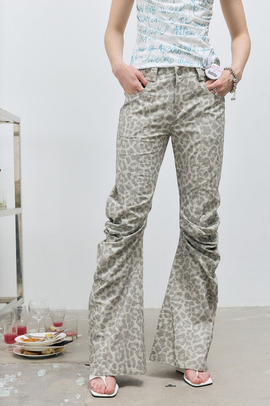 Deconstructed Distressed Leopard Scimitar Pants
