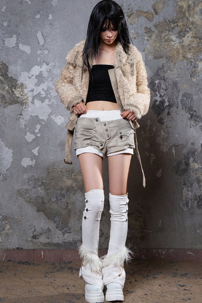 Layered-Look Knit Sock and Shorts Set-Up