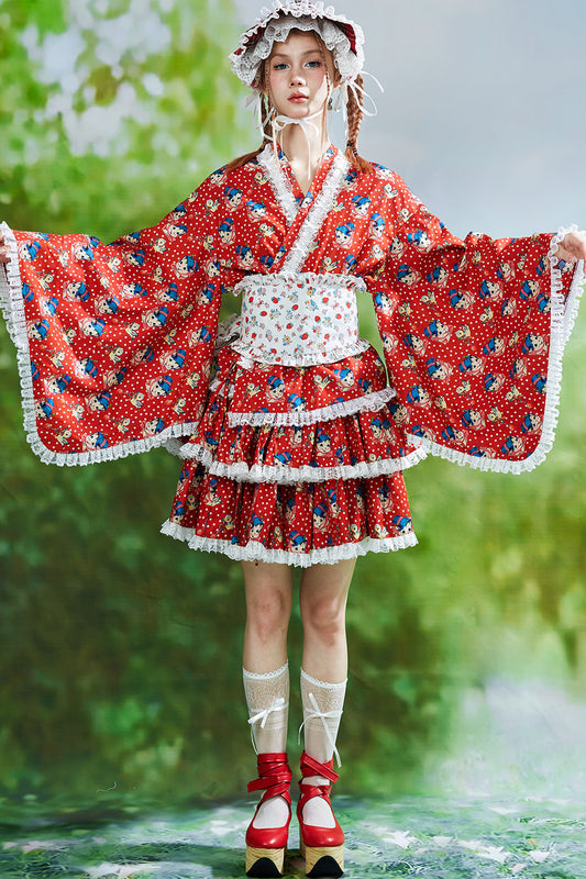 Showa Retro Childlike Kimono Top