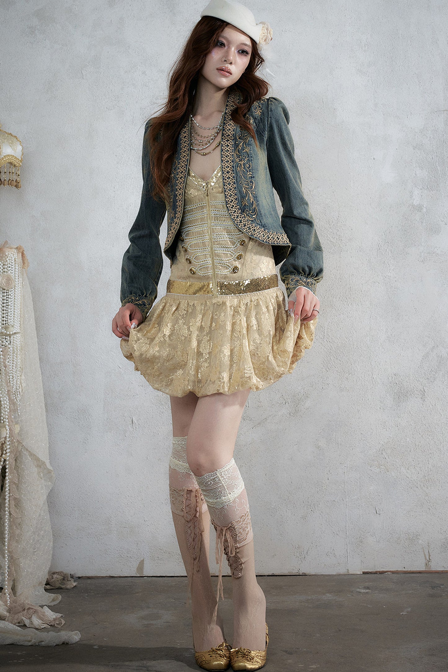 Retro Jacquard Sequin Dress