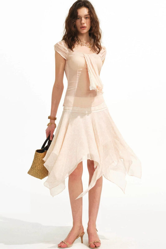 Retro Floral Ruffle Top Skirt Set-Up