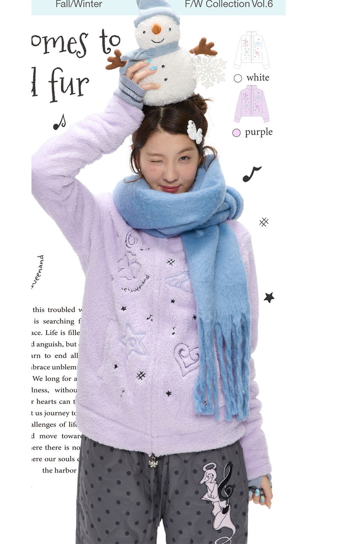 Embroidered Plush Fleece Coat