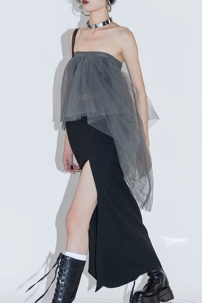 Layered Mesh Tube Top and Skirt Set-Up