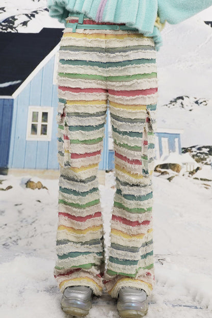 Y2K Colorful Striped Jeans