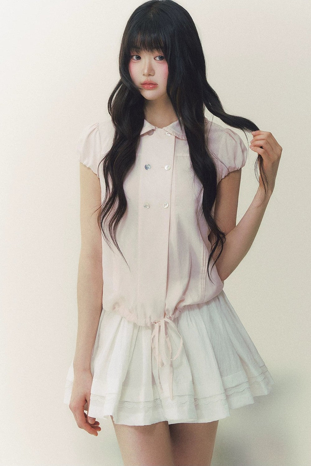Retro Slimming Short Sleeve Blouse