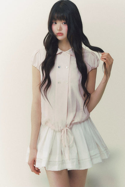 Retro Slimming Short Sleeve Blouse