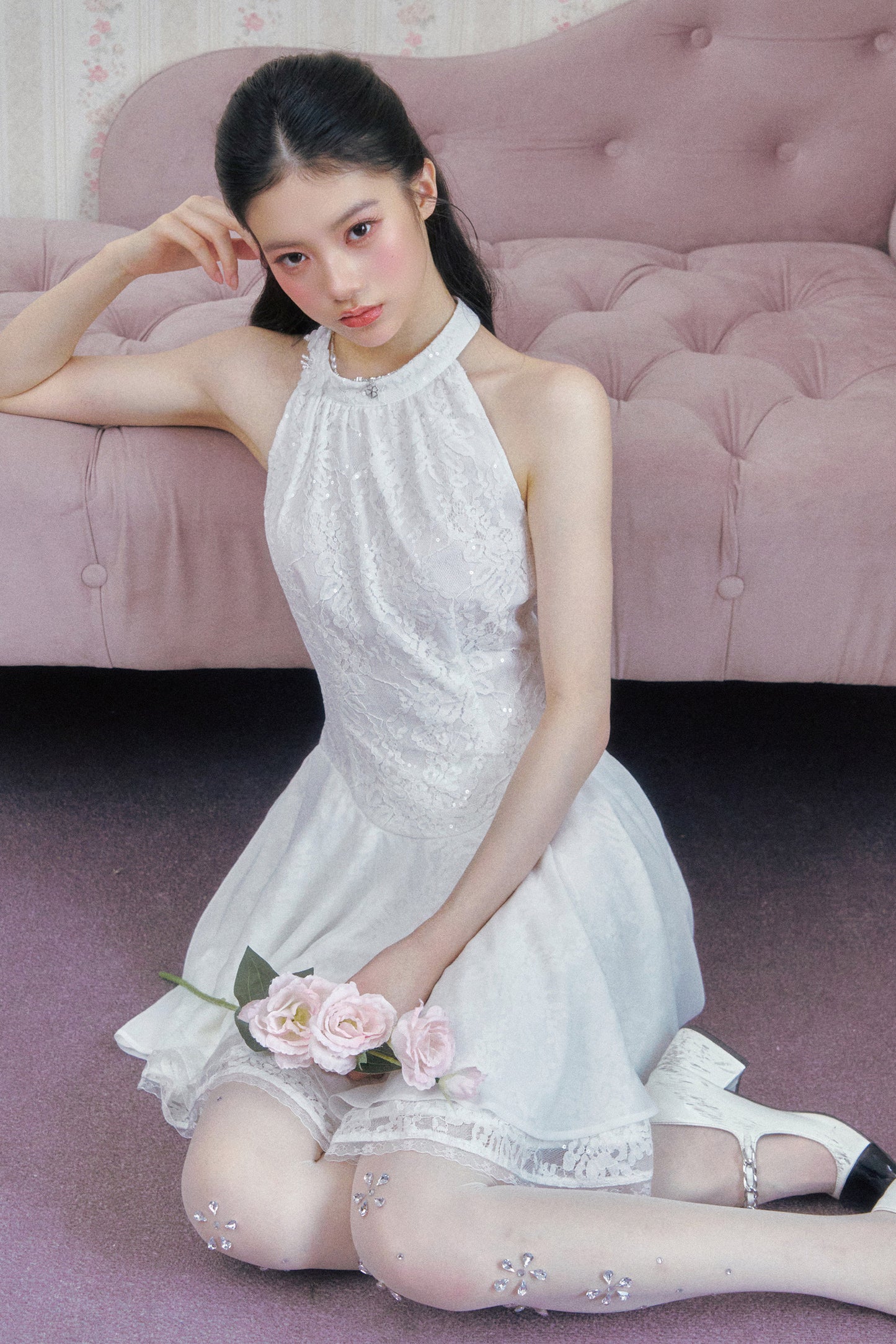 Lace Camellia Sequin Dress