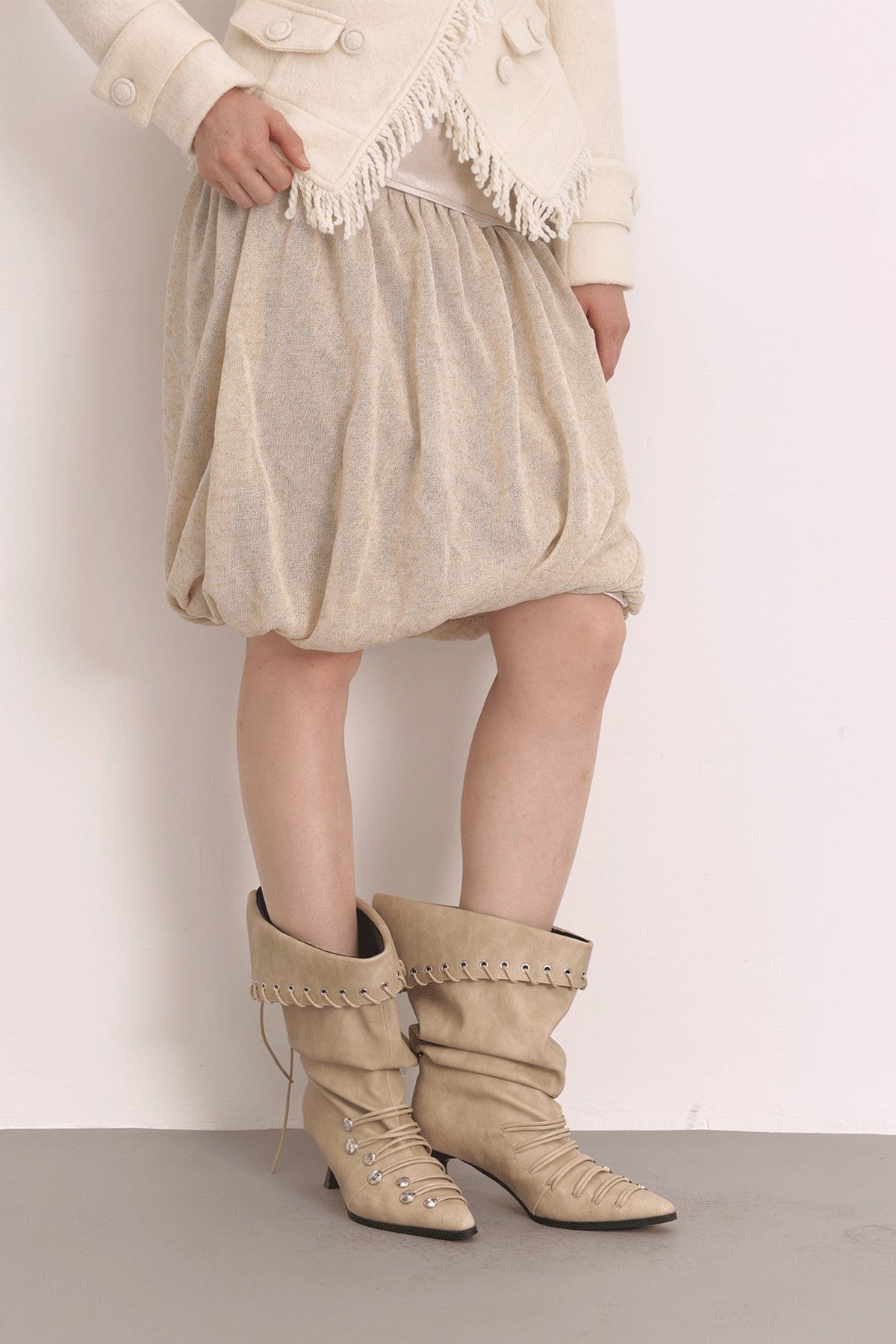 Oatmeal Oil Painting Texture Irregular Skirt