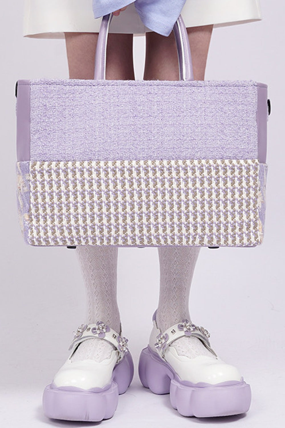 Y2K Leather Contrast Tote Bag