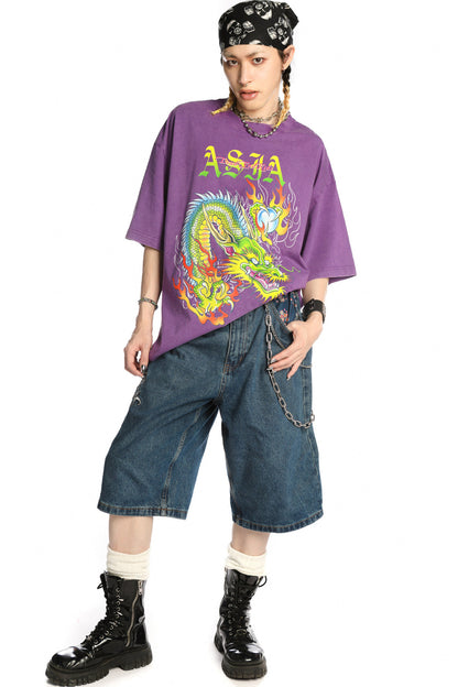 Dragon Print Loose Blouse
