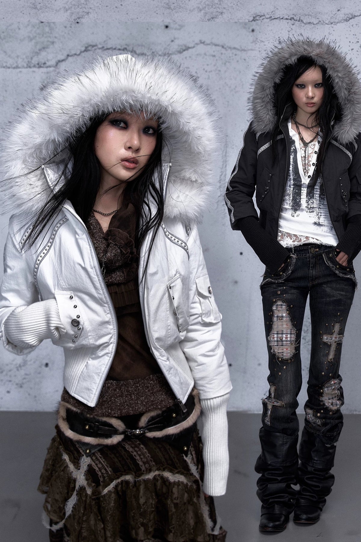 Hooded Fur Collar Parka Outer