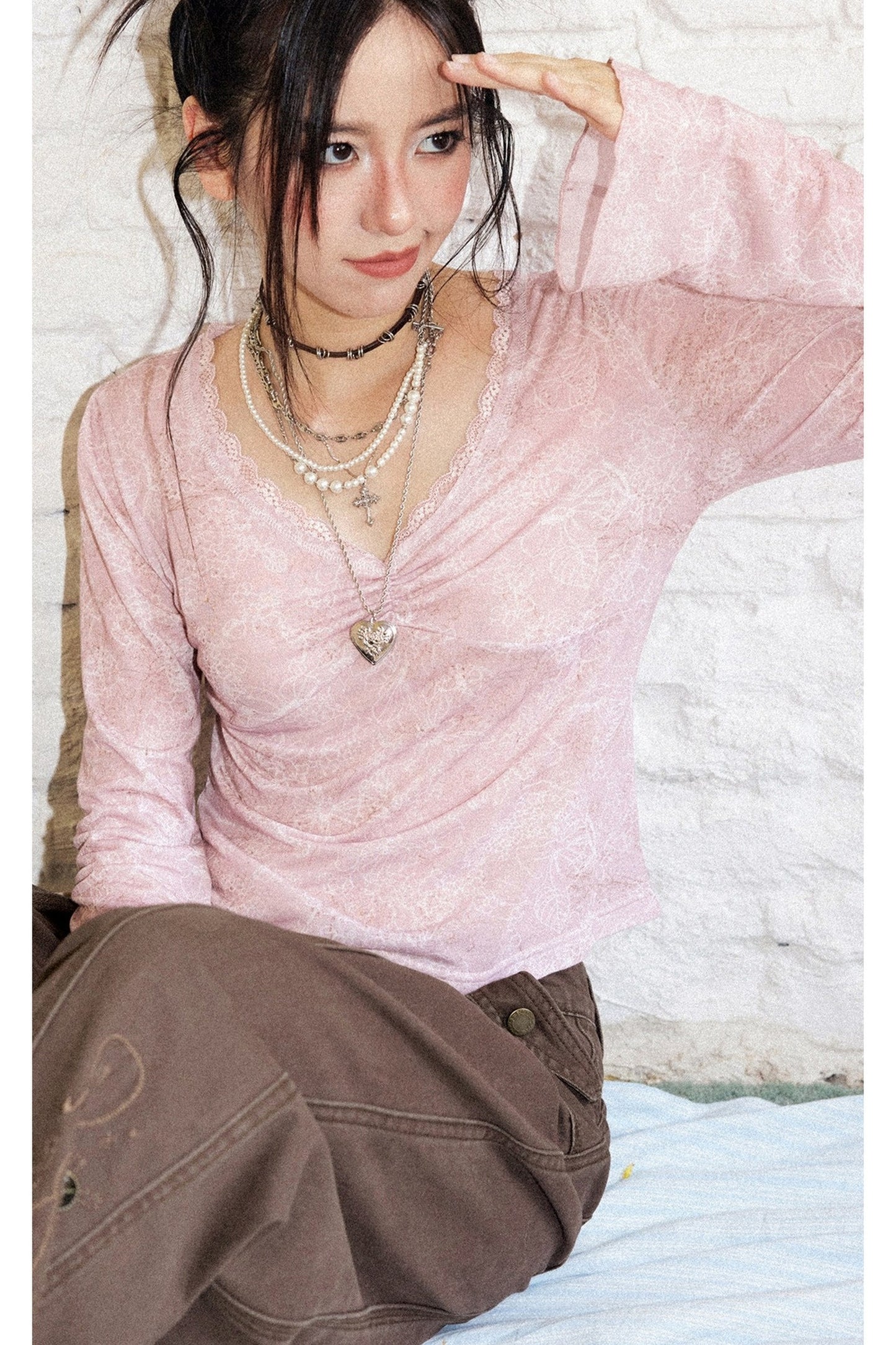 Retro Chapter Printed Long Sleeve Top