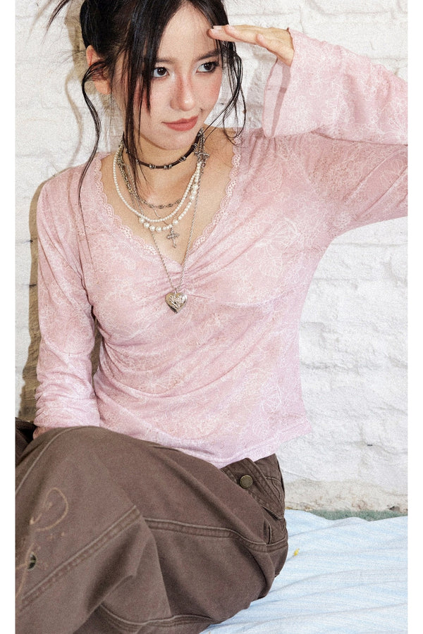 Retro Chapter Printed Long Sleeve Top