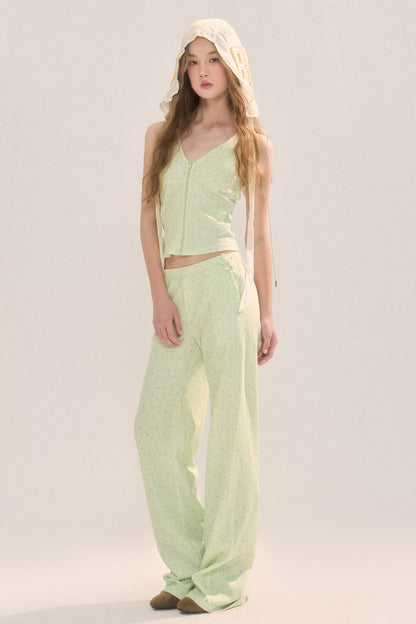 Pantaloni a gamba dritta verde chiaro dalla vestibilità morbida